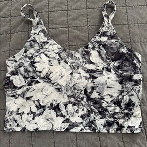 Chic Black and White Floral Athletic Top